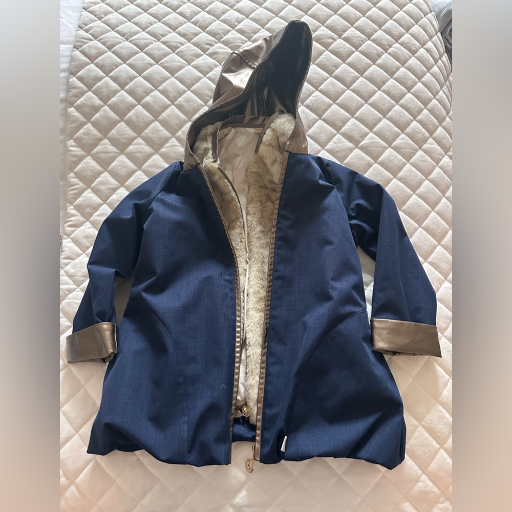 Oil & Water o&w girls kids rain jacket with faux fur vest size 6-7 EUC